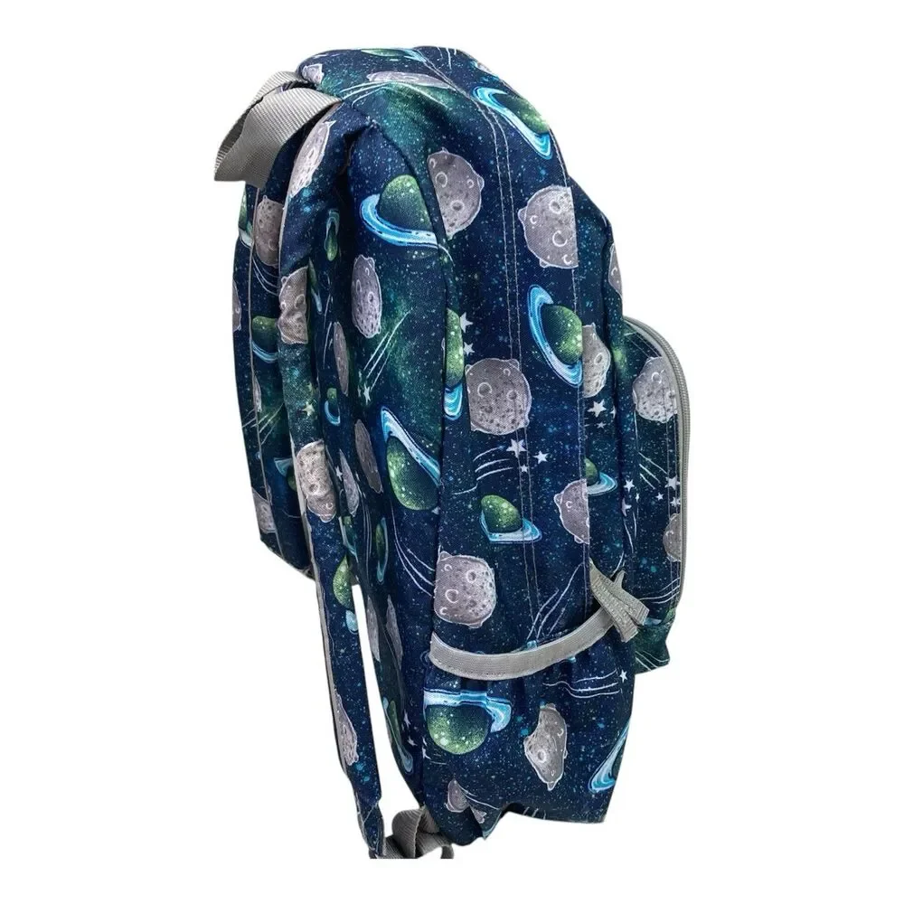 Vintage LL Bean Kids All Over Print Outer Space Planet Backpack Bag & Lunchbox